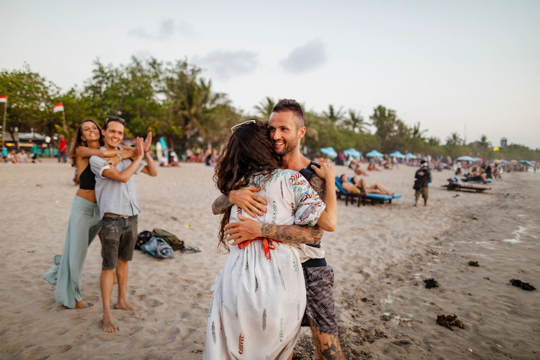Beach wedding ceremony setup