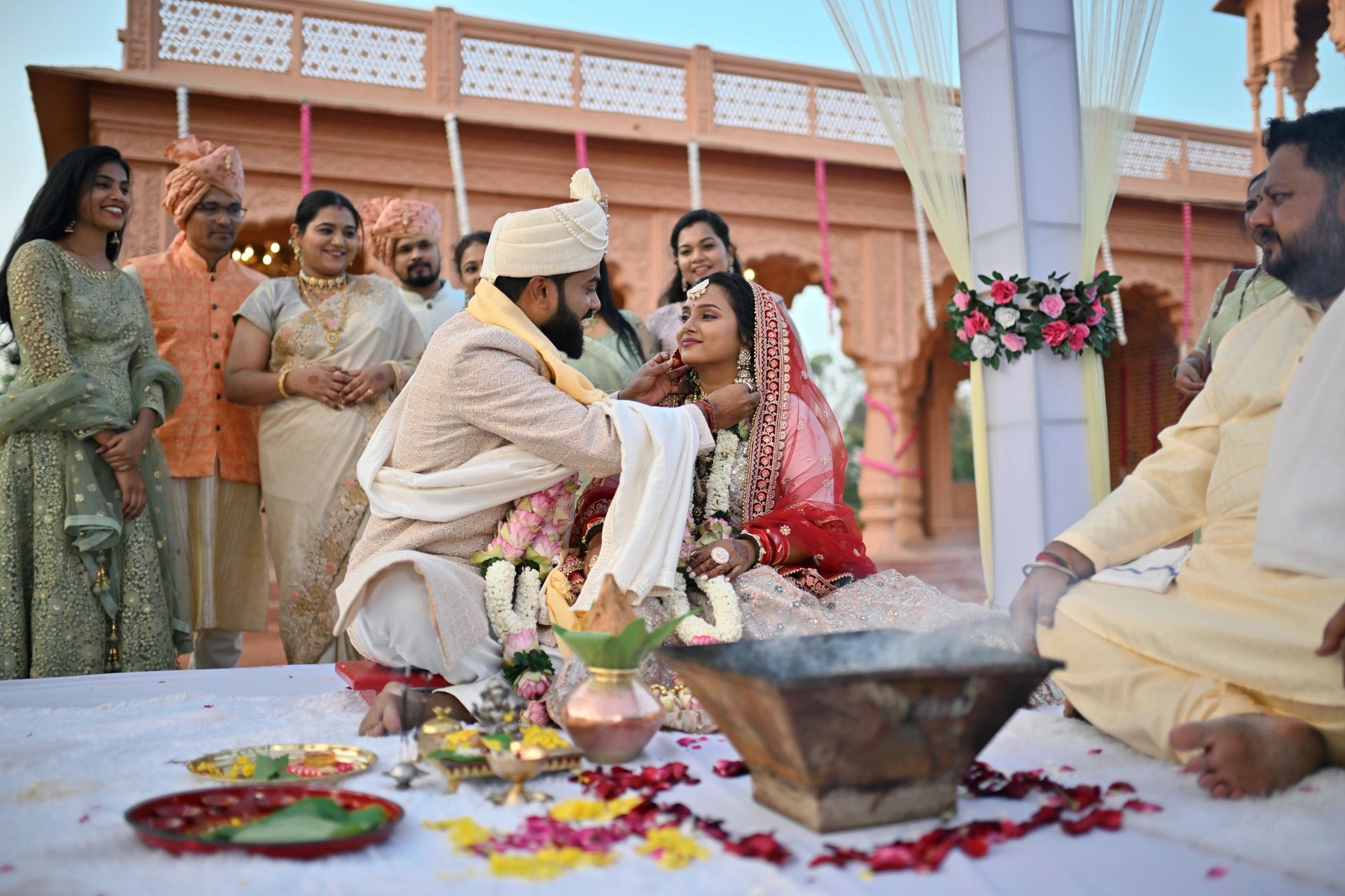 Traditional mandap wedding setting